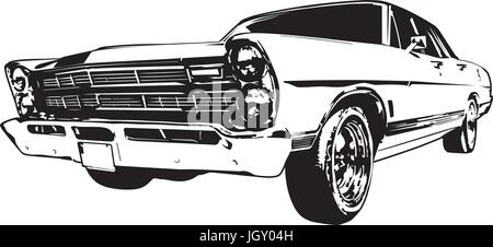 Silhouette von Vintage American Muscle Car aus den 1960er Jahren Stock Vektor