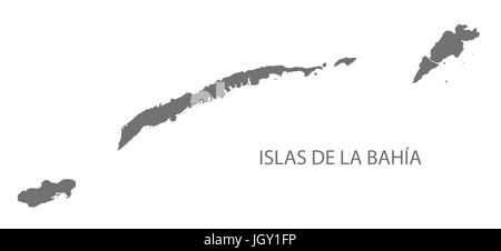 Islas De La Bahia Honduras Karte grau Abbildung silhouette Stock Vektor