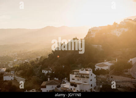 Blick auf Mijas Pueblo, Andalusien, Spanien Stockfoto
