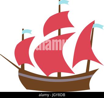 Segelboot. Flache Vektorgrafik. Stock Vektor