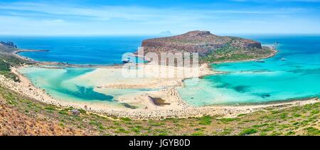 Panoramablick auf Balos Beach, Insel Kreta, Griechenland Stockfoto