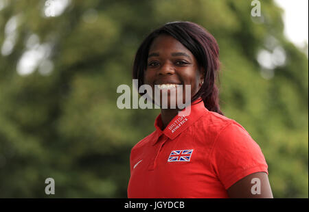 Sprinter Asha Philip während der Team-Ankündigung vor den Weltmeisterschaften an der Loughborough University High Performance Center. PRESSEVERBAND Foto. Bild Datum: Dienstag, 11. Juli 2017. Vgl. PA Geschichte Leichtathletik Welten. Bildnachweis sollte lauten: Tim Goode/PA Wire Stockfoto