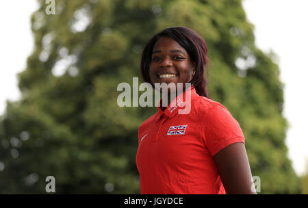 Sprinter Asha Philip während der Team-Ankündigung vor den Weltmeisterschaften an der Loughborough University High Performance Center. PRESSEVERBAND Foto. Bild Datum: Dienstag, 11. Juli 2017. Vgl. PA Geschichte Leichtathletik Welten. Bildnachweis sollte lauten: Tim Goode/PA Wire Stockfoto