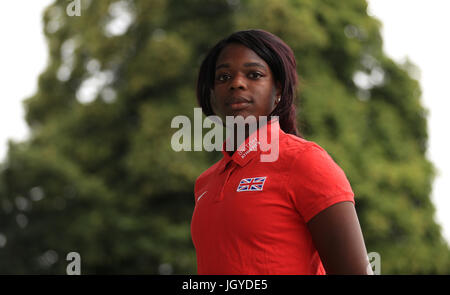 Sprinter Asha Philip während der Team-Ankündigung vor den Weltmeisterschaften an der Loughborough University High Performance Center. PRESSEVERBAND Foto. Bild Datum: Dienstag, 11. Juli 2017. Vgl. PA Geschichte Leichtathletik Welten. Bildnachweis sollte lauten: Tim Goode/PA Wire Stockfoto