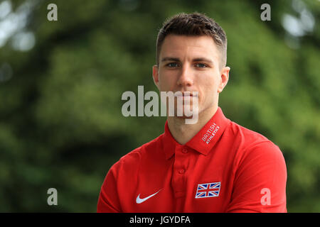 Hürdenläufer Andrew Pozzi bei der Team-Ankündigung vor den Weltmeisterschaften an der Loughborough University High Performance Center. PRESSEVERBAND Foto. Bild Datum: Dienstag, 11. Juli 2017. Vgl. PA Geschichte Leichtathletik Welten. Bildnachweis sollte lauten: Tim Goode/PA Wire Stockfoto