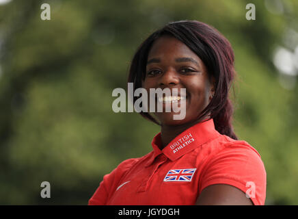 Sprinter Asha Philip während der Team-Ankündigung vor den Weltmeisterschaften an der Loughborough University High Performance Center. Stockfoto