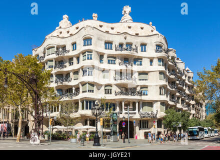 Barcelona-Catalunya Barcelona Spanien La Pedrera Barcelona Casa Mila Barcelona vom Architekten Antoni Gaudi Eu Europa Catalonia Stockfoto