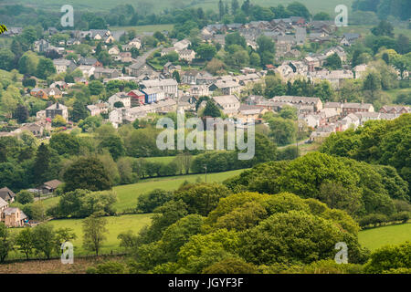 Fernsicht auf Llanwrtyd Wells, Powys, Wales, UK. Stockfoto