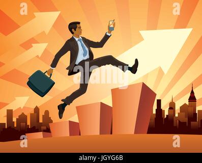 Vektor-Illustration eines jungen Geschäftsmann in Eile Stock Vektor