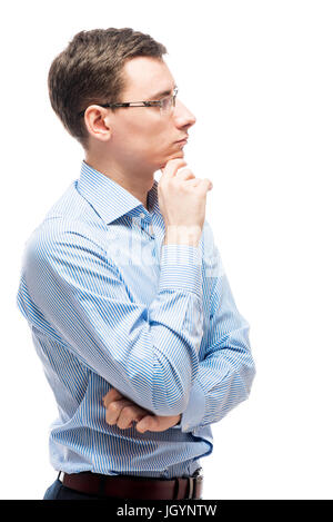 Geschäftsmann Grübeln Geschäftsstrategie, Porträt, isoliert Stockfoto