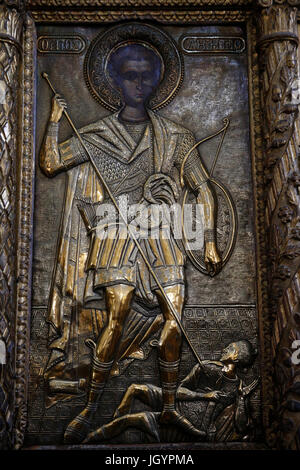 Kirche St. Savos (Savvas) Ikonostase. St. Dimitrios. Nikosia. Zypern. Stockfoto