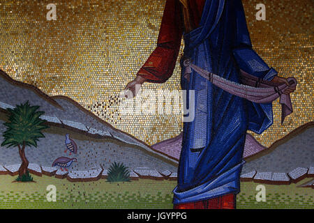 Kykkos Kloster, Zypern. Detail eines Mosaiks Darstellung Jesus säen. Stockfoto