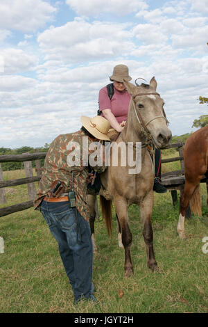 Menschen, Pferd, Pantanal, Mato Grosso do Sul, Brasilien Stockfoto