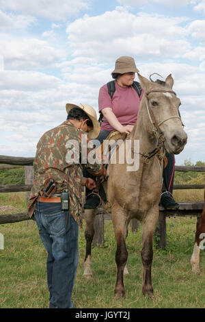 Menschen, Pferd, Pantanal, Mato Grosso do Sul, Brasilien Stockfoto