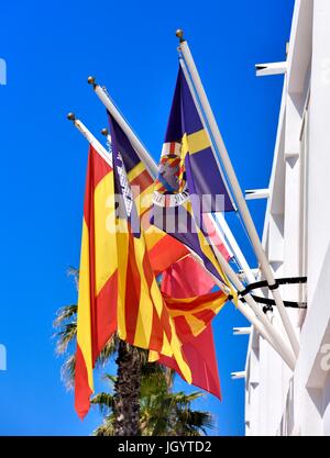 Spanische Flaggen Minorca Menorca Stockfoto