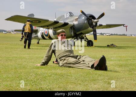 Grumman Wildcat FM-2 statische im Imperial War Museum Duxford ausgestellt Stockfoto