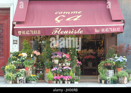 Blumenzucht, Rue Saint-Antoine, 4ème Arrondissement, (75004), Paris, Frankreich Stockfoto