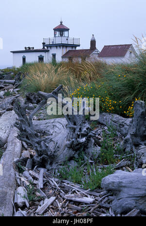 West Point Lighthouse, Entdeckerpark, Seattle, Washington Stockfoto