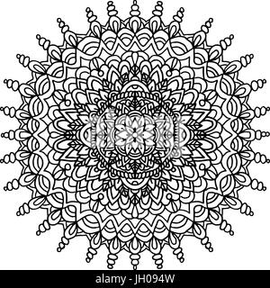 Abstrakte Mandala Ornament für Erwachsene Malbücher. Asiatische Muster. Authentischen Hintergrund schwarz und weiß. Stock Vektor