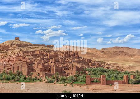 Überblick über das befestigte Dorf von Ait Ben Haddou Stockfoto