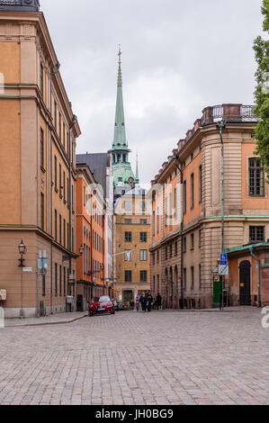 Blick von der Burg auf dem Hauptplatz mit der deutschen Kirche im Hintergrund. Stockfoto