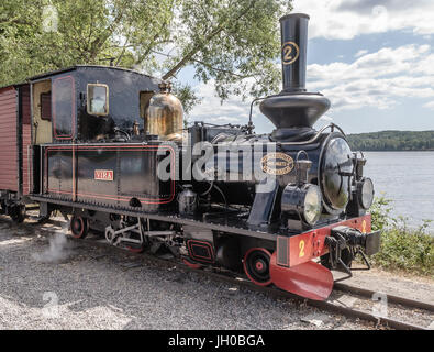 Alte schmale Spur Lokomotive in Mariefred Stockfoto