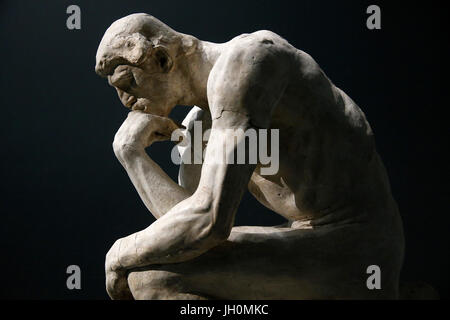 Rodin-Museum. Der Denker, sitzend auf einem Kapital (Detail). Putz. 1881-1882. Frankreich. Stockfoto