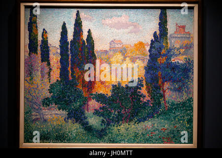 Musée d ' Orsay. Henri-Edmond Kreuz. Zypressen in Cagnes. Öl auf Leinwand. 1908 Paris. Frankreich. Stockfoto