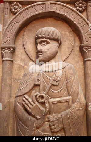 CitŽ de Architecture et du Patrimoine (Museum der Architektur & Erbe), Paris. Kopie eines Reliefs der Abteikirche Saint-Pierre de Moissac depic Stockfoto