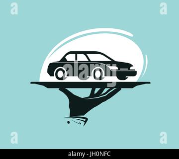 Taxi-Service-Logo. Auto-Waschanlagen, Autohaus, Händler, Autoteile, Autovermietung-Symbol oder Label. Vektor-illustration Stock Vektor