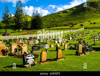 Kingston-Friedhof am Ufer des Friedhofs Bay auf Norfolk Island Stockfoto