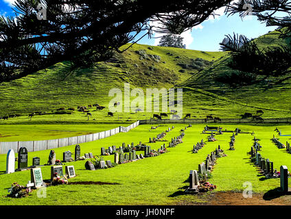 Kingston-Friedhof am Ufer des Friedhofs Bay auf Norfolk Island Stockfoto