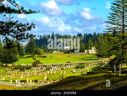 Kingston-Friedhof am Ufer des Friedhofs Bay auf Norfolk Island Stockfoto