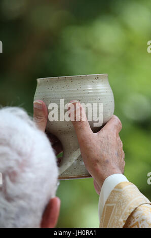 Heiligtum der Benite La Fontaine. Katholische Messe.  Eucharistie.  Frankreich. Stockfoto