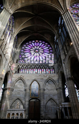 Basilika Saint-Denis. Querschiff Rosette. Frankreich. Stockfoto