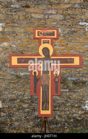 Jesus Christus am Kreuz. Ökumenischen Gemeinschaft Taizé. Stockfoto