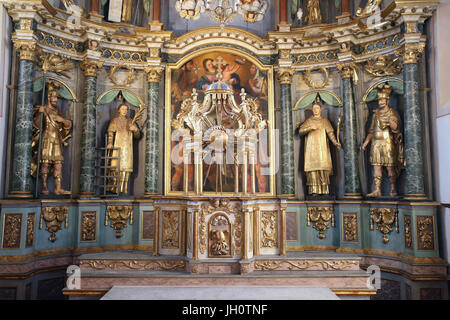 Restaurierung von Saint Gervais Barockkirche. Das Altarbild.  Frankreich. Stockfoto