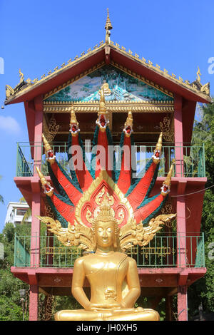 Buddha. Nagas Muchalinda. DHY‰na-Mudr‰. Wat Ong Teu Mahawihan. Vientiane. Laos. Stockfoto