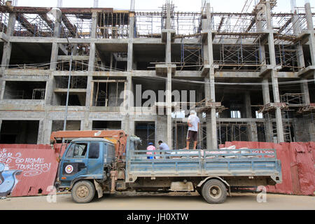 Baustelle eines Gebäudes für Touristen.  Laos. Stockfoto