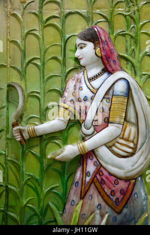 Jalaram Prathna hindu-Tempel, Leicester. Reliefskulptur. Vereinigtes Königreich. Stockfoto