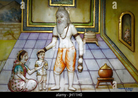 Jalaram Prathna hindu-Tempel, Leicester. Reliefskulptur. Vereinigtes Königreich. Stockfoto