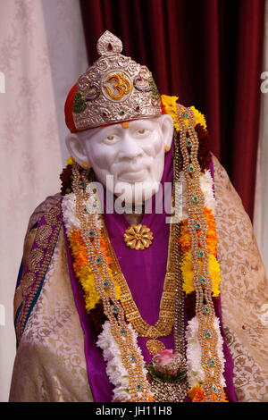 Shirdi Sai Baba Tempel, Leicester. Shirdi Sai Baba Murthi. Vereinigtes Königreich. Stockfoto