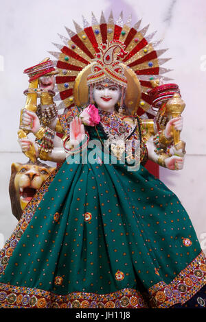 Jalaram Prathna hindu-Tempel, Leicester. Göttin Durga. Vereinigtes Königreich. Stockfoto