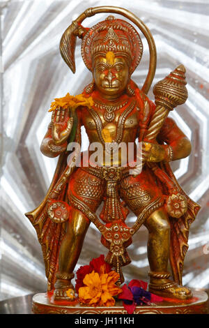 Sanatan Mandir hindu-Tempel, Leicester. Hanuman Murthi (Statue). Vereinigtes Königreich. Stockfoto