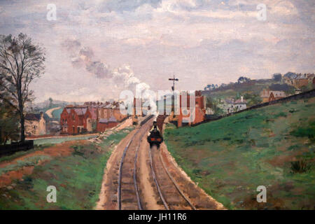 Die Courtauld Gallery. Camille Pissaro. Herrschaft Lane Station, Dulwich. 1871 Öl auf Leinwand. Vereinigtes Königreich. Stockfoto