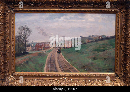 Die Courtauld Gallery. Camille Pissaro. Herrschaft Lane Station, Dulwich. 1871 Öl auf Leinwand. Vereinigtes Königreich. Stockfoto