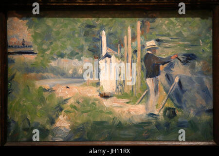 Die Courtauld Gallery. Georges Seurat. Eine Boot, um 1883 Bild Mann. Öl auf Holz. Vereinigtes Königreich. Stockfoto