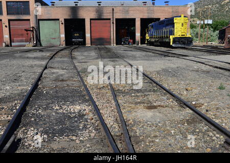 Eine Eisenbahn Hof in Nevada, USA. Stockfoto