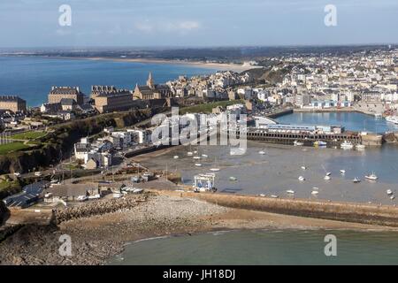 LUFTBILD, STADT DER GRANVILLE,(50) MANCHE, REGION BASSE-NORMANDIE, FRANKREICH Stockfoto