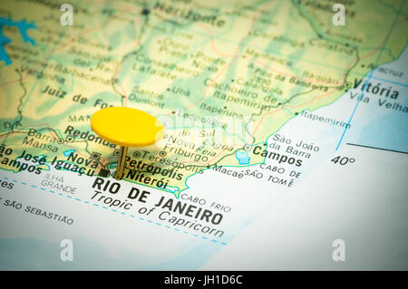 Karte mit der Lage von Rio De janeiro Stockfoto